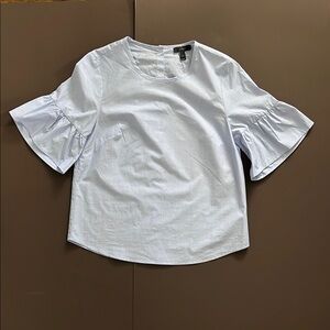 J. Crew Light Blue Ruffle Sleeve Blouse size 8